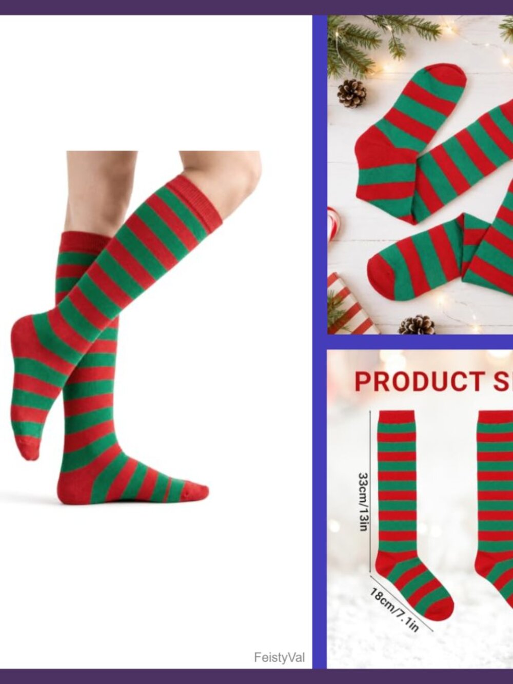 Knee High Striped Cotton Blend Socks Women Stretchy Soft Athletic